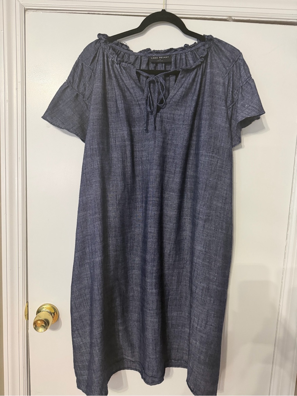 Lane Bryant Indigo Chambray Tie-Neck Midi Dress